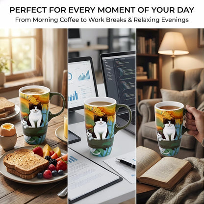 17oz Ceramic Travel Mug with Lid, Christian Floral Coffee Mug | Christian Coffee Mug with Handle, Joshua 24:15 Floral Design, Splash-Resistant Lid, Microwave & Dishwasher Safe, Gift Box
