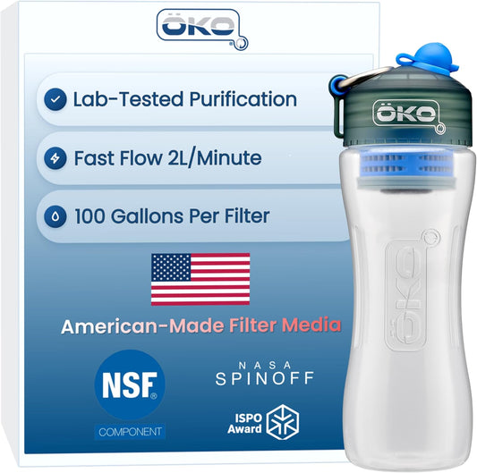 ÖKOH2O Purification Water Bottle with Advanced Filtration, Arctic, 22oz