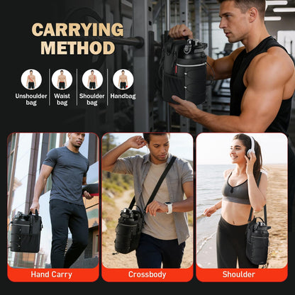 Magnetic Gym Bag with Phone Pocket, 4 Strong Magnets, 20-64oz Bottle Holder