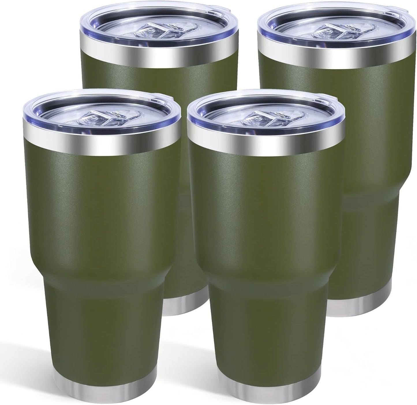 30oz Stainless Steel Tumbler Bulk with Lid, Double Wall Vacuum Insulated Powder Coated Travel Mug, Stainless Steel, 8 Pack