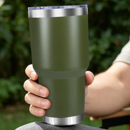 30oz Stainless Steel Tumbler Bulk with Lid, Double Wall Vacuum Insulated Powder Coated Travel Mug, Stainless Steel, 8 Pack