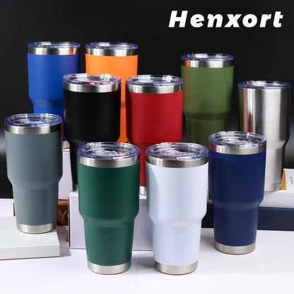 30oz Stainless Steel Tumbler Bulk with Lid, Double Wall Vacuum Insulated Powder Coated Travel Mug, Stainless Steel, 8 Pack