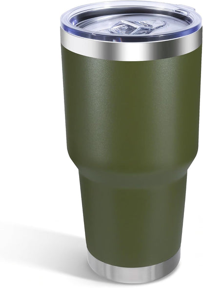 30oz Stainless Steel Tumbler Bulk with Lid, Double Wall Vacuum Insulated Powder Coated Travel Mug, Stainless Steel, 8 Pack