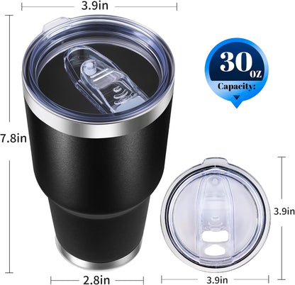 30oz Stainless Steel Tumbler Bulk with Lid, Double Wall Vacuum Insulated Powder Coated Travel Mug, Stainless Steel, 8 Pack
