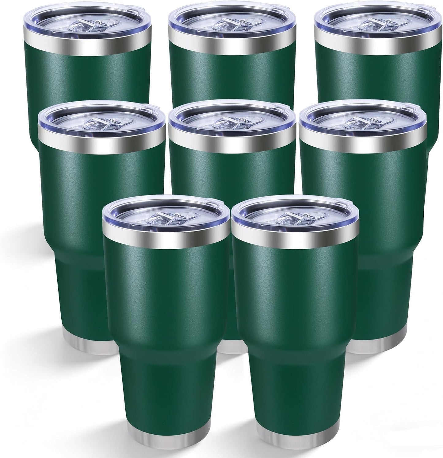30oz Stainless Steel Tumbler Bulk with Lid, Double Wall Vacuum Insulated Powder Coated Travel Mug, Stainless Steel, 8 Pack