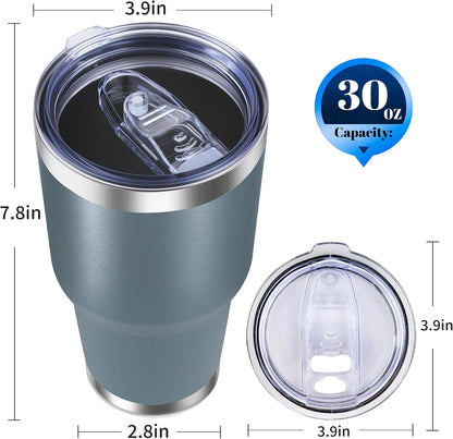 30oz Stainless Steel Tumbler Bulk with Lid, Double Wall Vacuum Insulated Powder Coated Travel Mug, Stainless Steel, 8 Pack