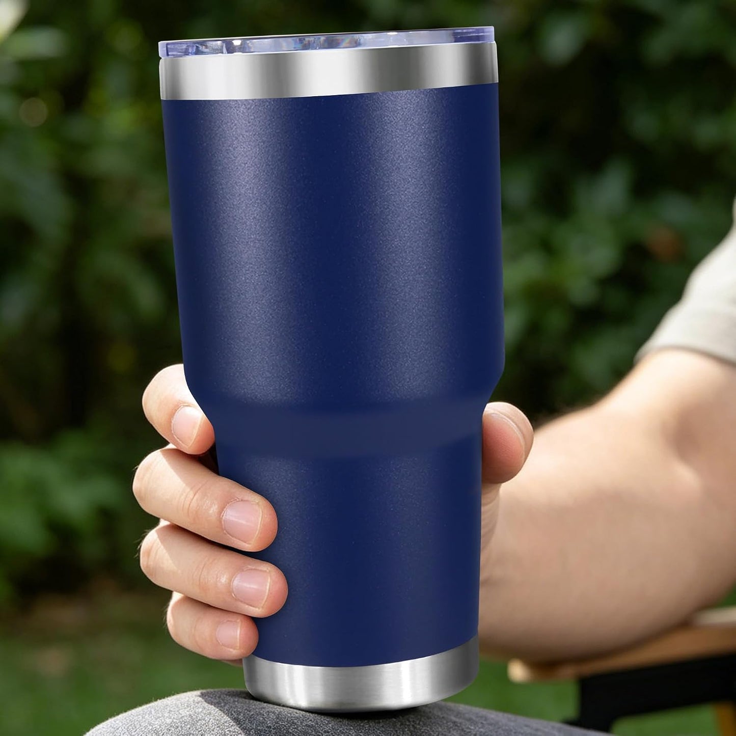 30oz Stainless Steel Tumbler Bulk with Lid, Double Wall Vacuum Insulated Powder Coated Travel Mug, Stainless Steel, 8 Pack