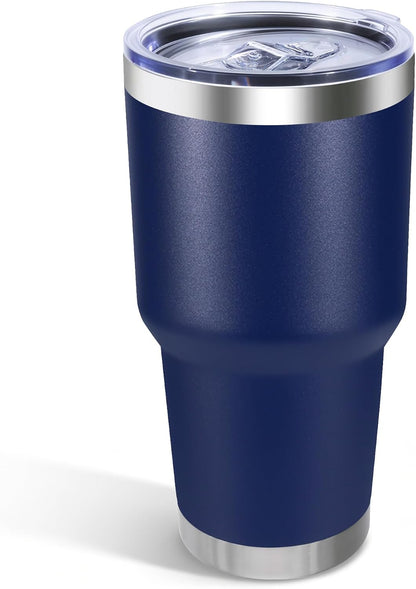 30oz Stainless Steel Tumbler Bulk with Lid, Double Wall Vacuum Insulated Powder Coated Travel Mug, Stainless Steel, 8 Pack