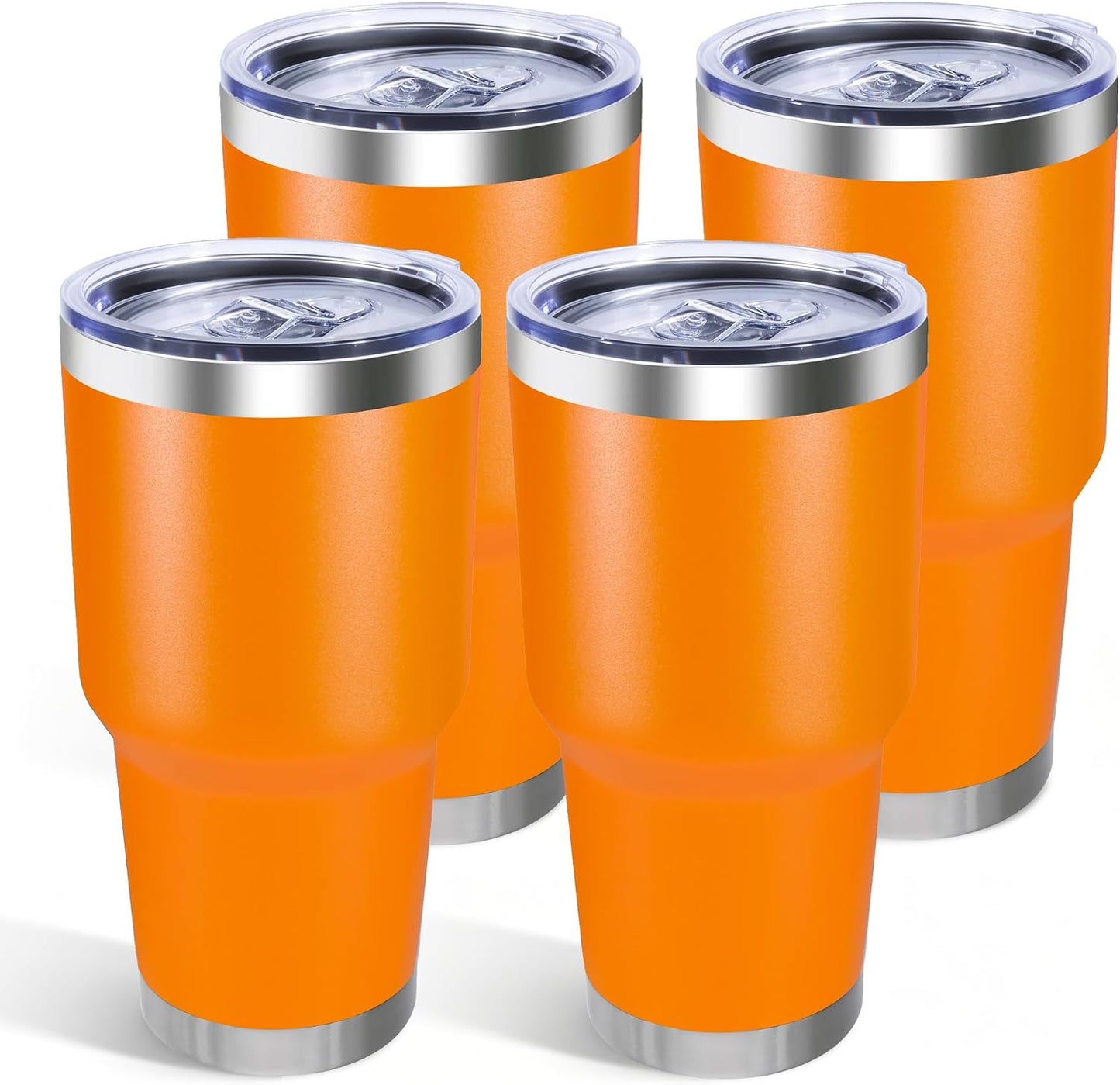 30oz Stainless Steel Tumbler Bulk with Lid, Double Wall Vacuum Insulated Powder Coated Travel Mug, Stainless Steel, 8 Pack