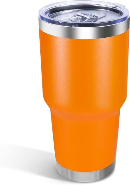 30oz Stainless Steel Tumbler Bulk with Lid, Double Wall Vacuum Insulated Powder Coated Travel Mug, Stainless Steel, 8 Pack