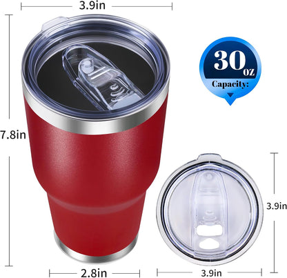 30oz Stainless Steel Tumbler Bulk with Lid, Double Wall Vacuum Insulated Powder Coated Travel Mug, Stainless Steel, 8 Pack