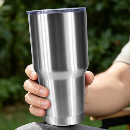 30oz Stainless Steel Tumbler Bulk with Lid, Double Wall Vacuum Insulated Powder Coated Travel Mug, Stainless Steel, 8 Pack