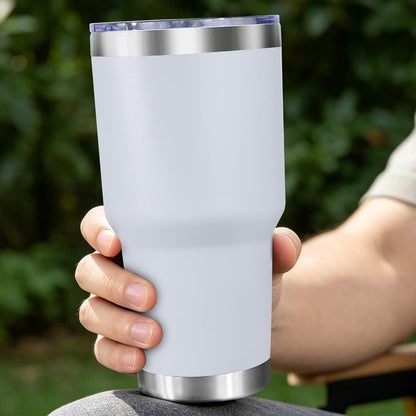 30oz Stainless Steel Tumbler Bulk with Lid, Double Wall Vacuum Insulated Powder Coated Travel Mug, Stainless Steel, 8 Pack