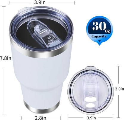 30oz Stainless Steel Tumbler Bulk with Lid, Double Wall Vacuum Insulated Powder Coated Travel Mug, Stainless Steel, 8 Pack