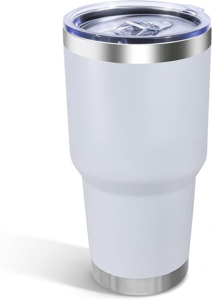 30oz Stainless Steel Tumbler Bulk with Lid, Double Wall Vacuum Insulated Powder Coated Travel Mug, Stainless Steel, 8 Pack