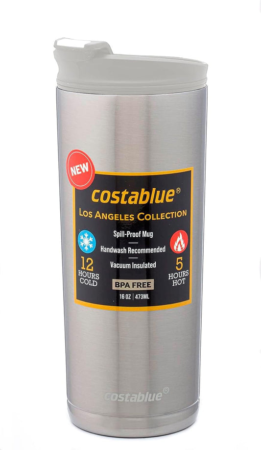 Travel Coffee Mug - 16 Oz. Stainless Steel Insulated Coffee Mug, Leak Proof Tumbler w/Dishwasher Safe Lid, Double Wall Travel Coffee Cup, Reusable Insulated Tumbler for Hot & Cold Beverages