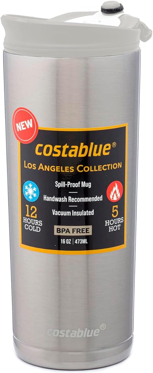 Travel Coffee Mug - 16 Oz. Stainless Steel Insulated Coffee Mug, Leak Proof Tumbler w/Dishwasher Safe Lid, Double Wall Travel Coffee Cup, Reusable Insulated Tumbler for Hot & Cold Beverages