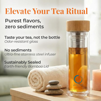 Glass Tea Infuser Bottle, Leakproof, Tea Tumbler with Infuser