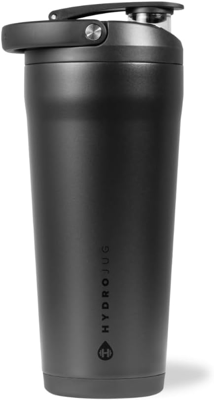 Insulated Protein Shaker Bottle 24 oz, Silent Mixing, Black