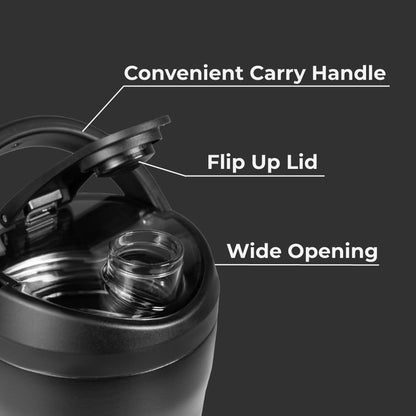 Insulated Protein Shaker Bottle 24 oz, Silent Mixing, Black