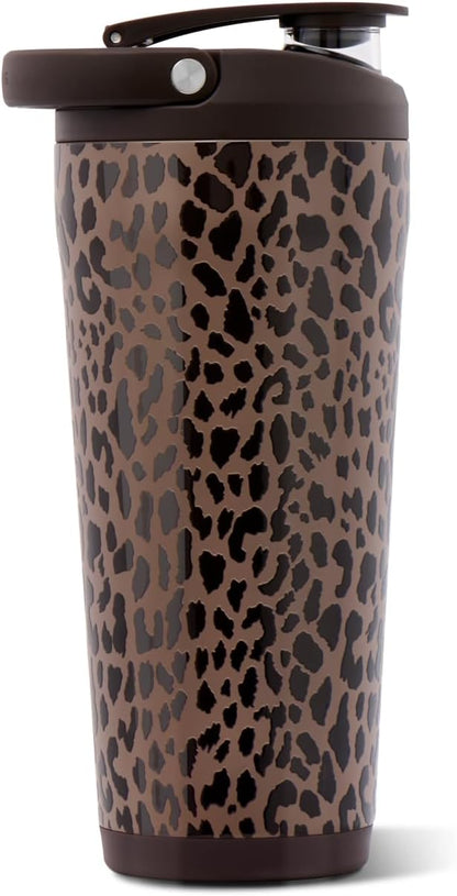 Insulated Protein Shaker Bottle 24 oz, Silent Mixing, Black