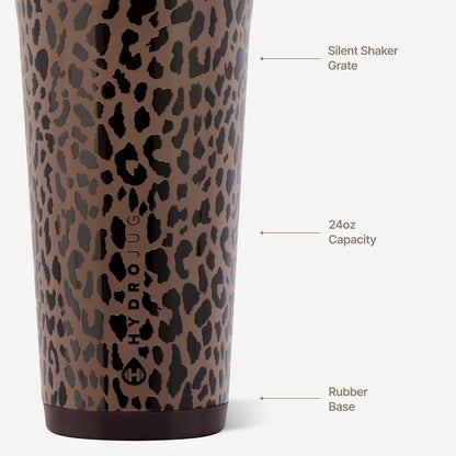 Insulated Protein Shaker Bottle 24 oz, Silent Mixing, Black