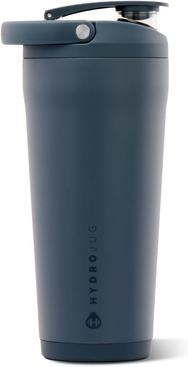 Insulated Protein Shaker Bottle 24 oz, Silent Mixing, Black