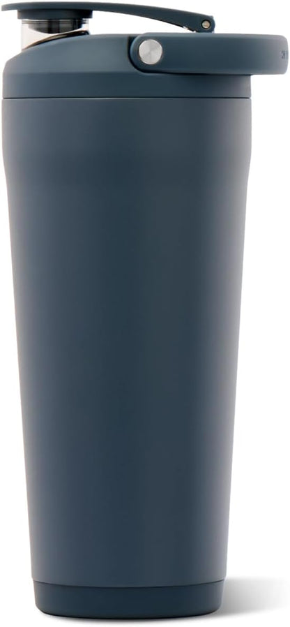 Insulated Protein Shaker Bottle 24 oz, Silent Mixing, Black