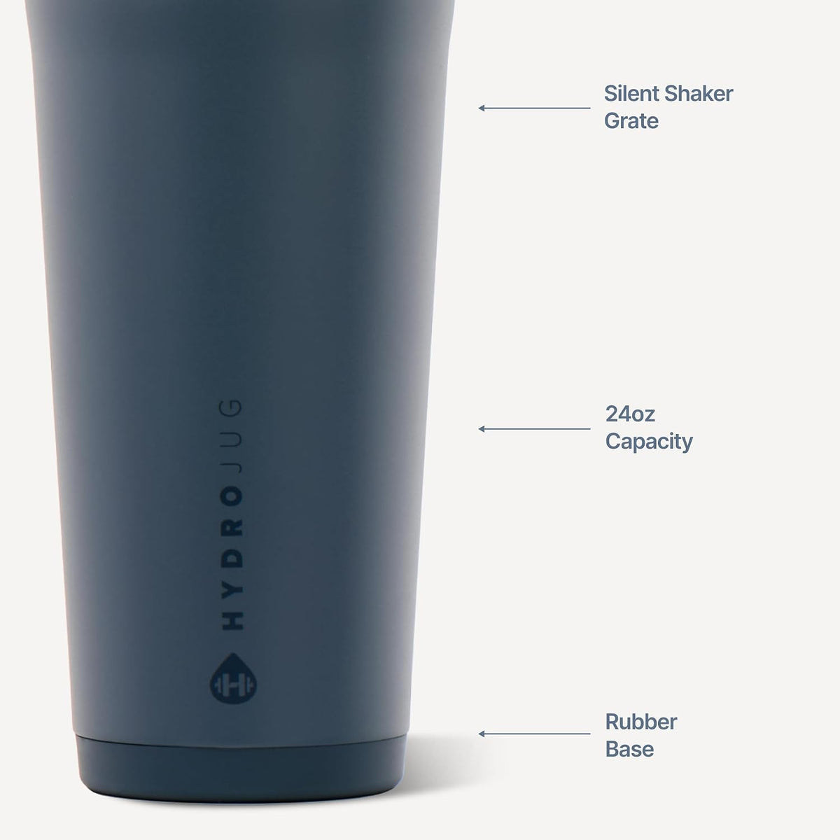 Insulated Protein Shaker Bottle 24 oz, Silent Mixing, Black