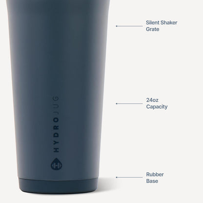 Insulated Protein Shaker Bottle 24 oz, Silent Mixing, Black