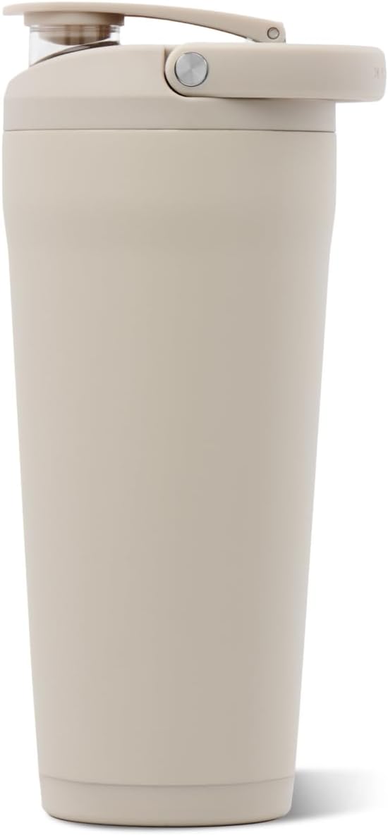 Insulated Protein Shaker Bottle 24 oz, Silent Mixing, Black