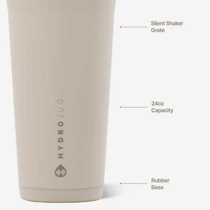 Insulated Protein Shaker Bottle 24 oz, Silent Mixing, Black