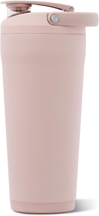 Insulated Protein Shaker Bottle 24 oz, Silent Mixing, Black