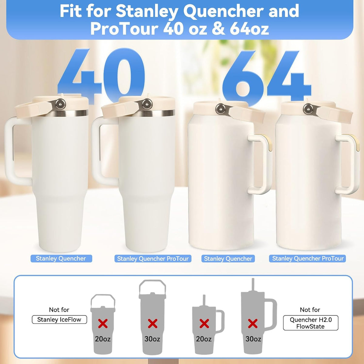 Flip Straw Lid for Stanley 30oz and 20oz, Leak Proof Top Replacement with Handle for 30&20 oz Stanley Quencher and ProTour, Detachable No Spill Lids Reusable Lids Accessories for StanleyCup, Rose