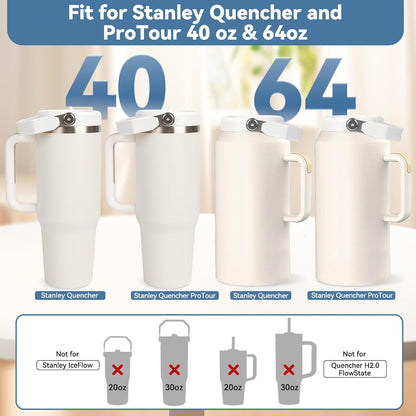 Flip Straw Lid for Stanley 30oz and 20oz, Leak Proof Top Replacement with Handle for 30&20 oz Stanley Quencher and ProTour, Detachable No Spill Lids Reusable Lids Accessories for StanleyCup, Rose