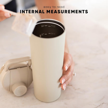 Protein Shaker Bottle, Stainless Steel | 24oz, Beige
