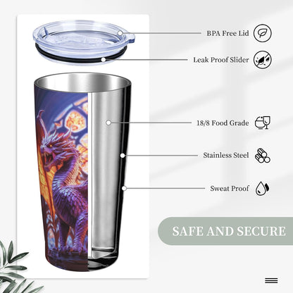 Phoenix Tumbler with Lid and Straw 20oz Travel Coffee Mug Gifts Stainless Steel Vacuum Insulated Cup Double Wall Water Bottle for Office Car Home