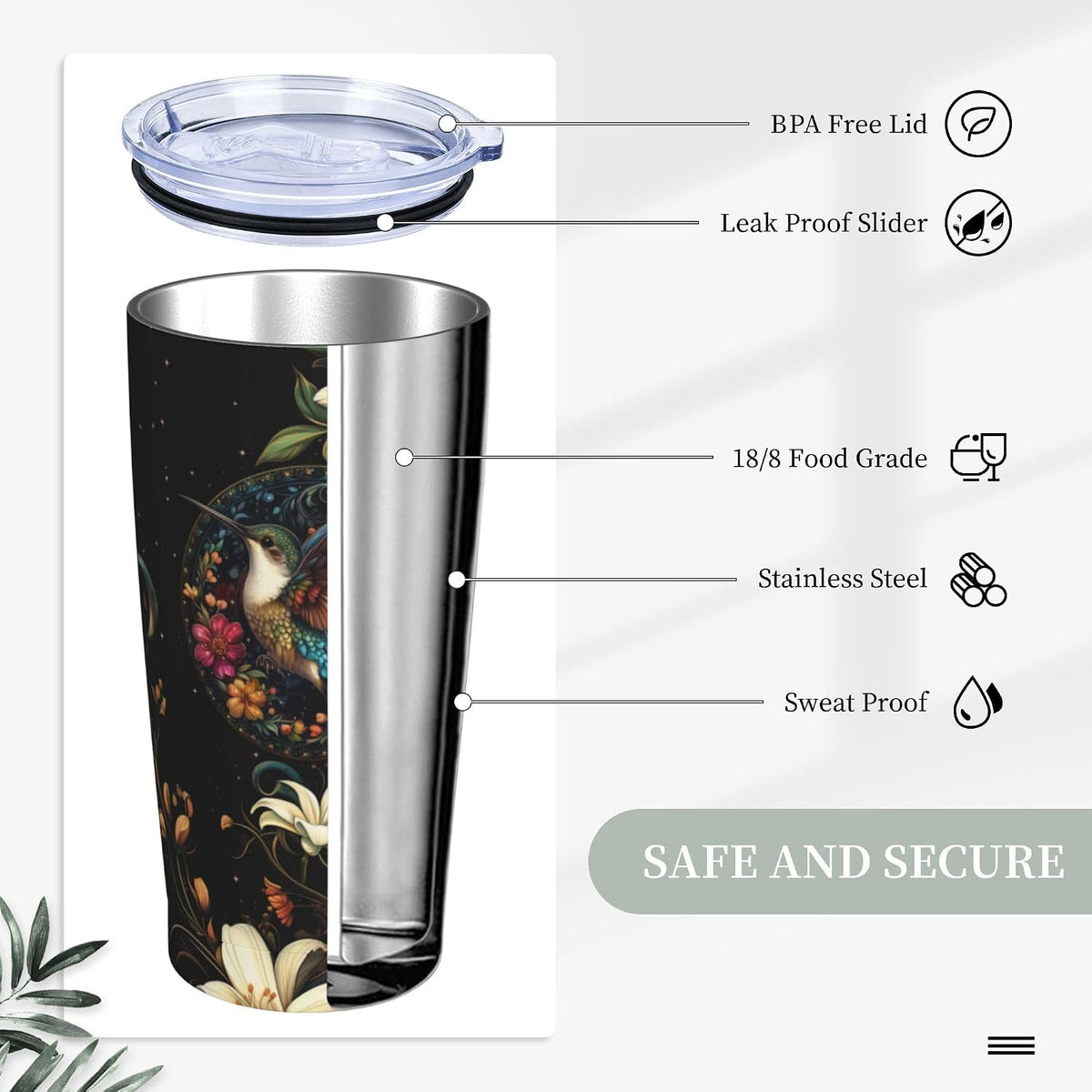Phoenix Tumbler with Lid and Straw 20oz Travel Coffee Mug Gifts Stainless Steel Vacuum Insulated Cup Double Wall Water Bottle for Office Car Home