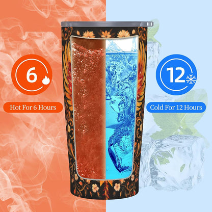 Phoenix Tumbler with Lid and Straw 20oz Travel Coffee Mug Gifts Stainless Steel Vacuum Insulated Cup Double Wall Water Bottle for Office Car Home