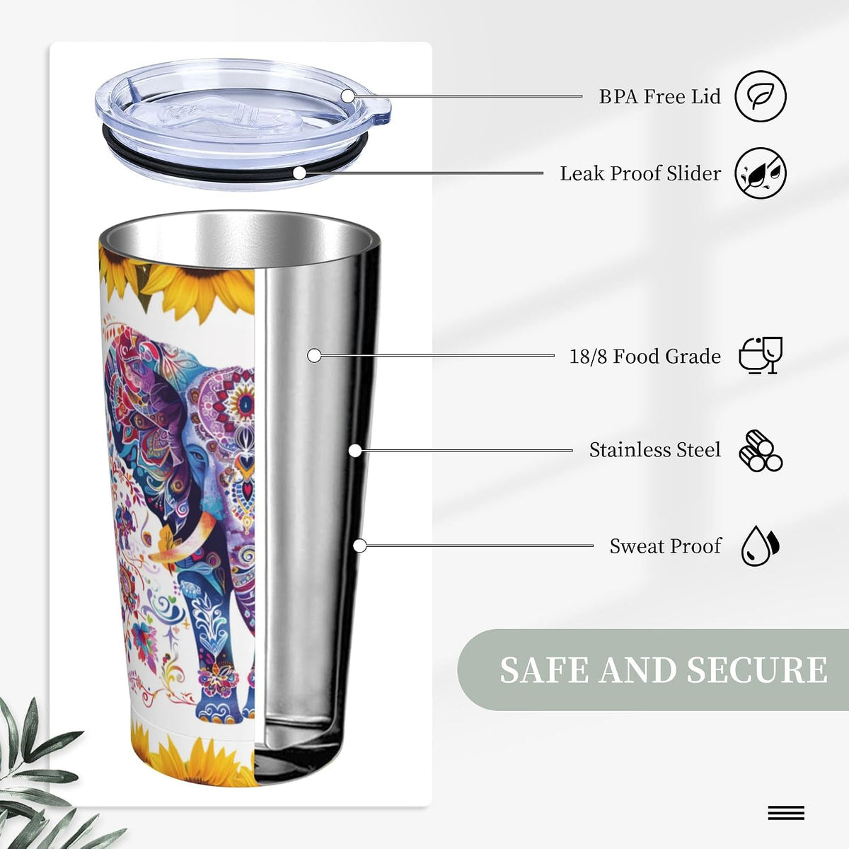 Phoenix Tumbler with Lid and Straw 20oz Travel Coffee Mug Gifts Stainless Steel Vacuum Insulated Cup Double Wall Water Bottle for Office Car Home