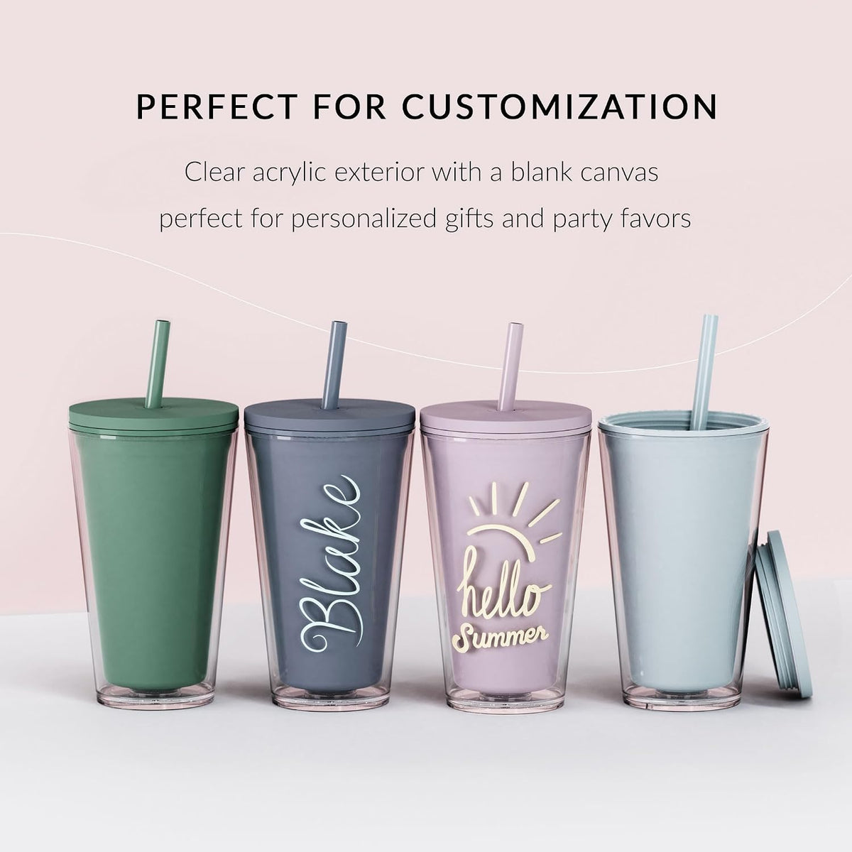 Maars Classic Acrylic Tumbler with Lid and Straw | 16oz Premium Insulated Iced Coffee Cups, Double Wall Reusable Plastic Cups - Clear, 2 Pack