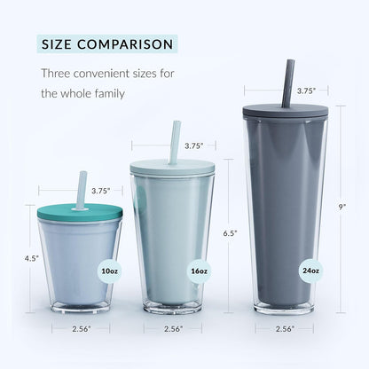 Maars Classic Acrylic Tumbler with Lid and Straw | 16oz Premium Insulated Iced Coffee Cups, Double Wall Reusable Plastic Cups - Clear, 2 Pack