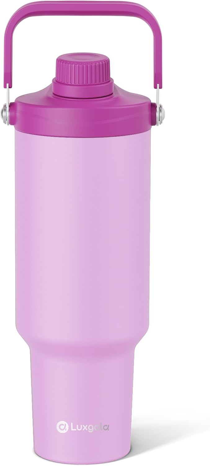 40oz Tumbler with Handle, Insulated Water Bottle with Spout Lid | Double Wall Vacuum Stainless Steel Cup, Coffee Travel Mug for Home, Office, Camping, Cold/Hot Drinks, BPA Free- Plating