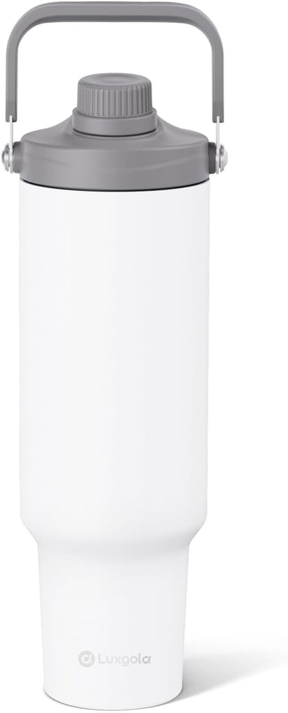 40oz Tumbler with Handle, Insulated Water Bottle with Spout Lid | Double Wall Vacuum Stainless Steel Cup, Coffee Travel Mug for Home, Office, Camping, Cold/Hot Drinks, BPA Free- Plating