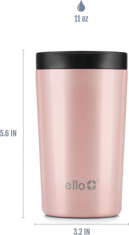 Jones 11oz Insulated Stainless Steel Leakproof Travel Mug, Black | Leakproof coffee cup keeps drinks hot for 3 hours. BPA-free, single-serve size, great for hot drinks, tea, and the office.
