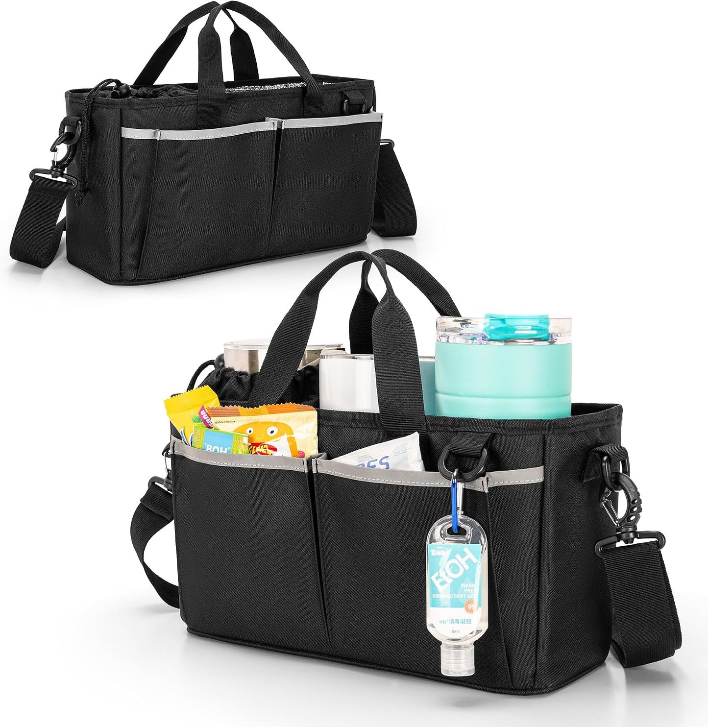 Water Bottle Carrier for 32/40 oz Cups, Detachable Divider & Strap | Drawstring Buckle, Adjustable Shoulder Straps, Holds 3 cups Securely