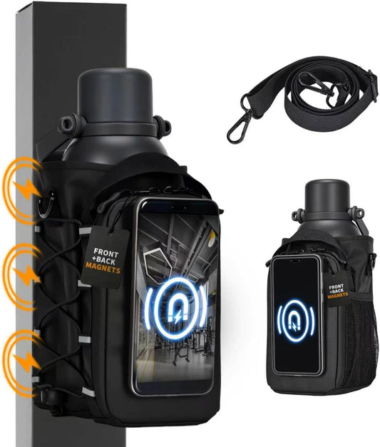 Magnetic Gym Bag for Men, Magnetic Gym Water Bottle Bag with Phone Holder