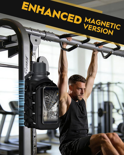 Magnetic Gym Bag for Men, Magnetic Gym Water Bottle Bag with Phone Holder