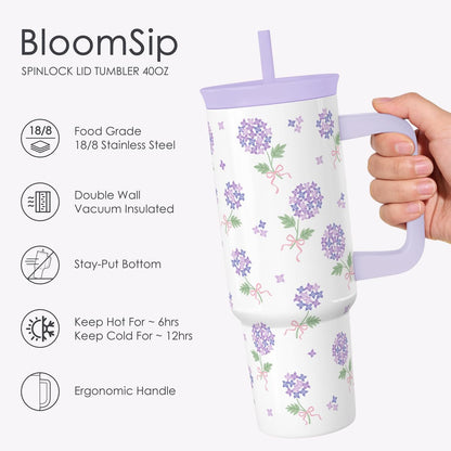 Pickleball Stainless Steel Locking Lid Silicone Straw Tumbler with Handle 40oz, Insulated Stainless Steel Travel Cup for Women Girls Friends Players, Gift Idea for Birthday Christmas - Colors B