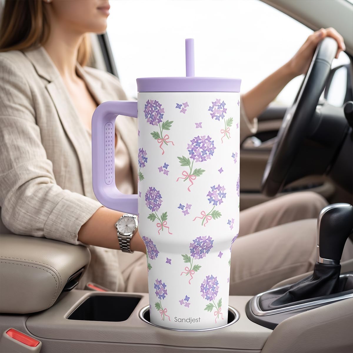 Pickleball Stainless Steel Locking Lid Silicone Straw Tumbler with Handle 40oz, Insulated Stainless Steel Travel Cup for Women Girls Friends Players, Gift Idea for Birthday Christmas - Colors B